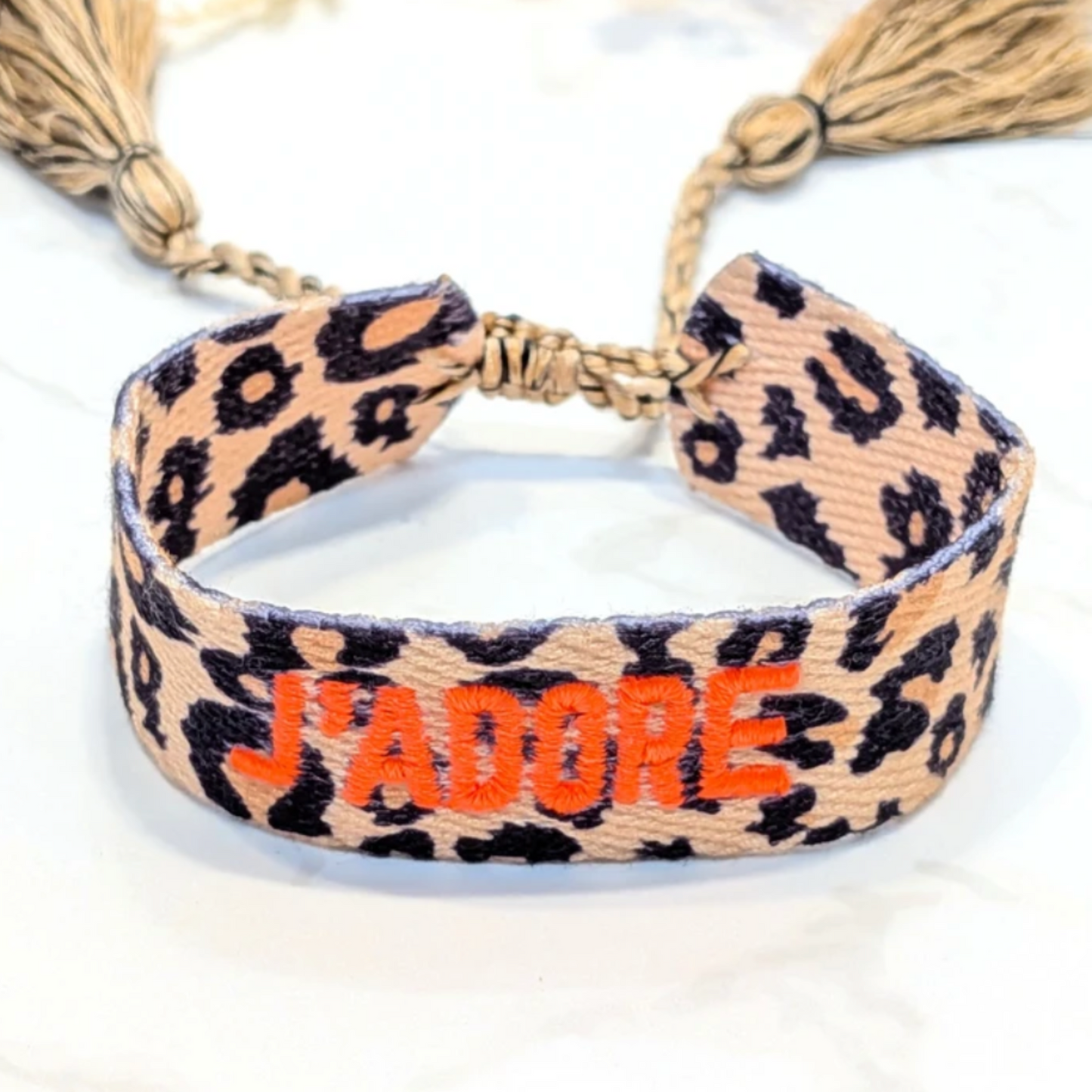 đ Bracelet âJâADOREâ LĂ©opard Orange
