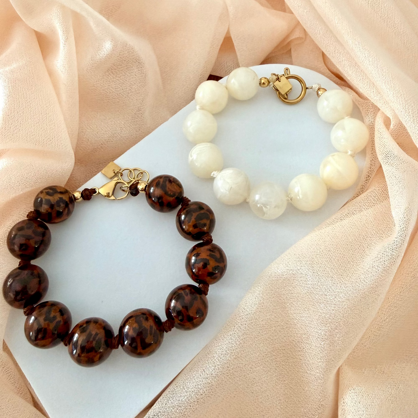 đ Bracelet Ă Perles en RĂ©sine LĂ©opard