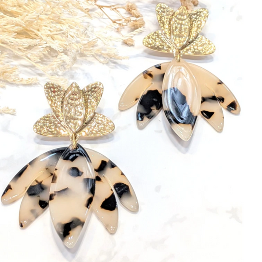 🌷Boucle d'oreille Fleurs Léopard