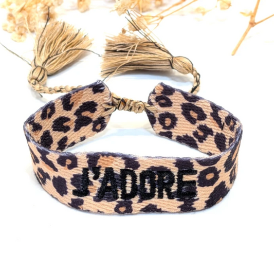 🐆 Bracelet “J’ADORE” Léopard Noir