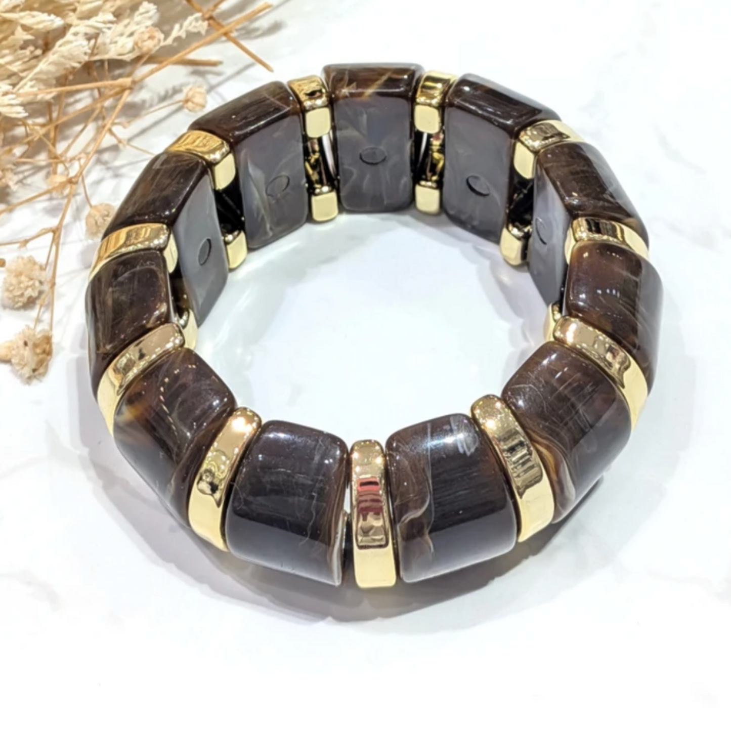 💫 Bracelet Élastique Marron