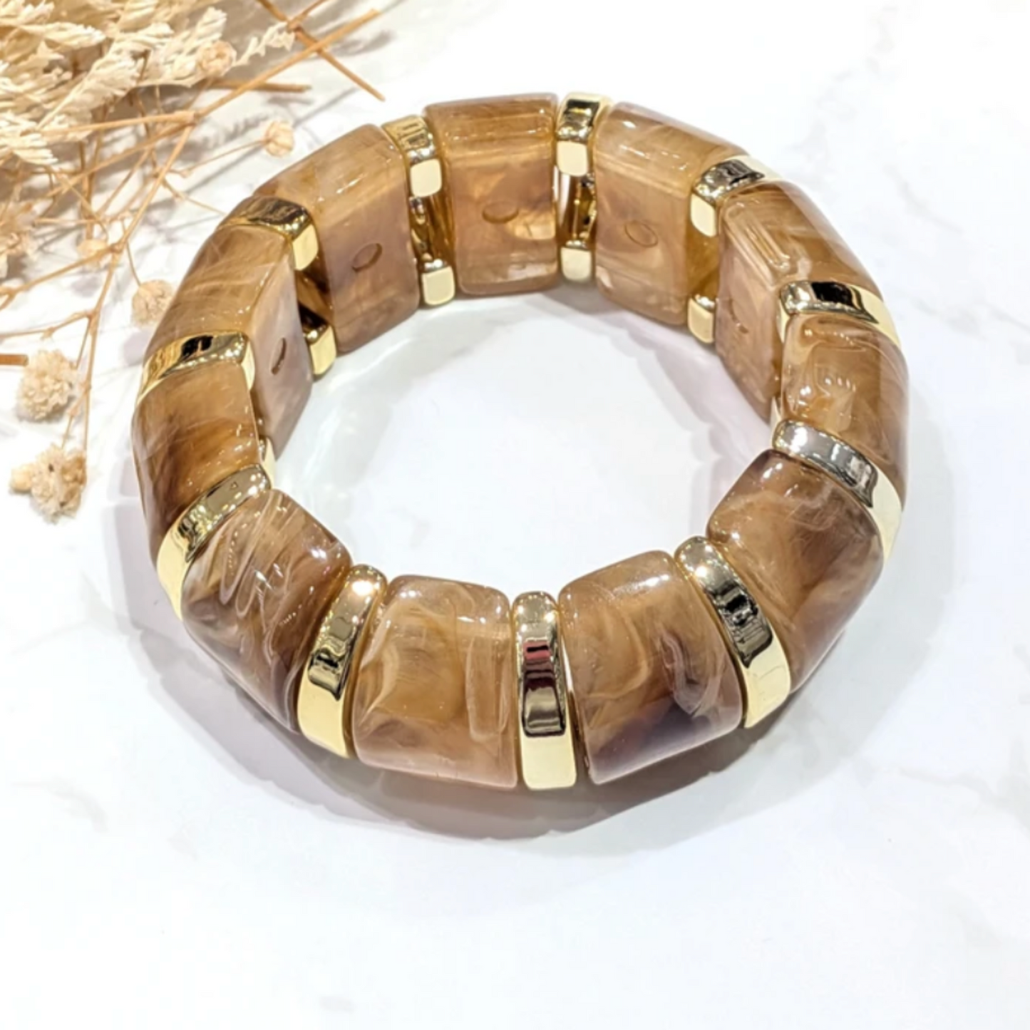 💫 Bracelet Élastique Beige