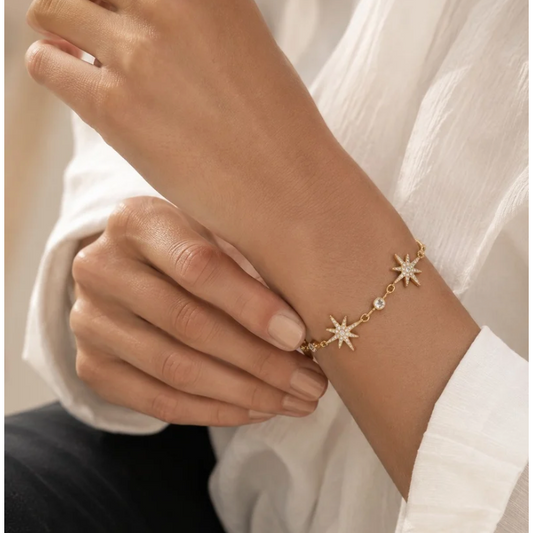 Bracelet Étoiles Serties Doré