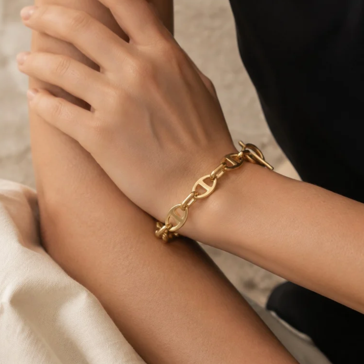 Bracelet Maillons Ajourés Doré