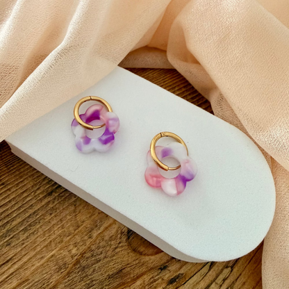 🌸 Boucles d’oreilles Fleur Pampille Coloré