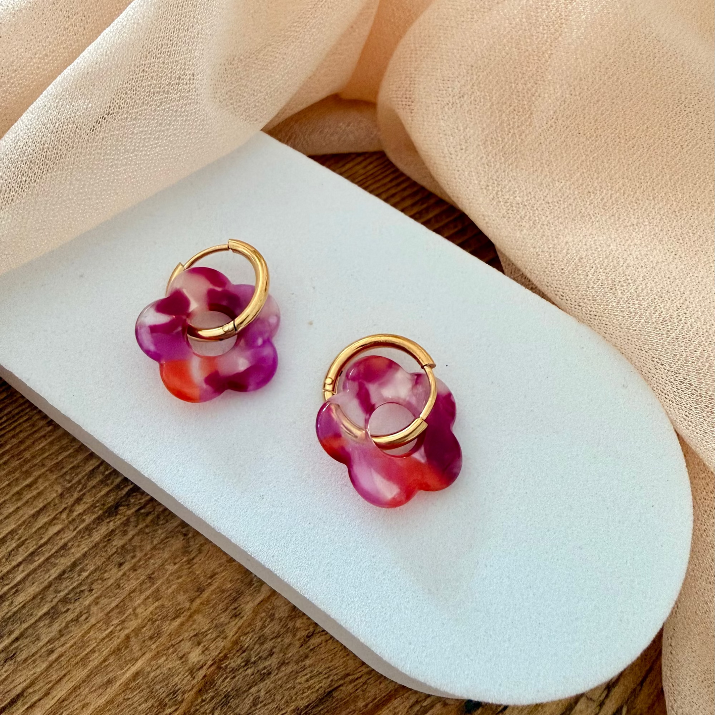 🌸 Boucles d’oreilles Fleur Pampille Coloré
