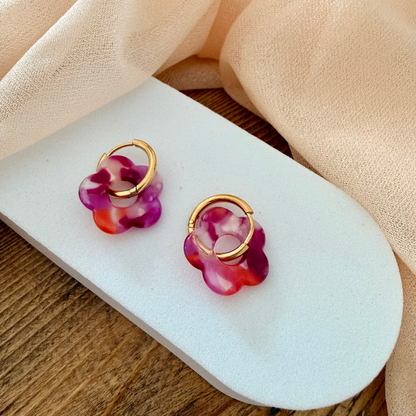 🌸 Boucles d’oreilles Fleur Pampille Coloré