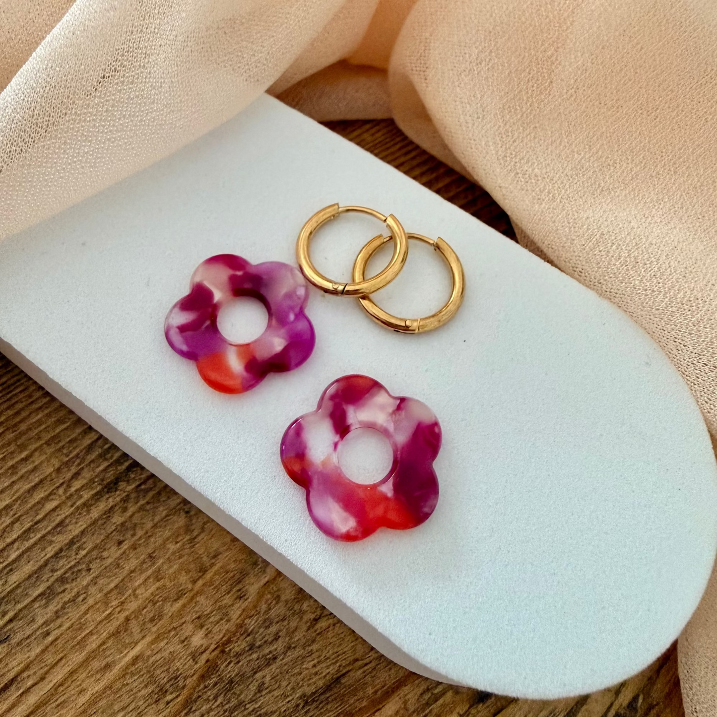 🌸 Boucles d’oreilles Fleur Pampille Coloré
