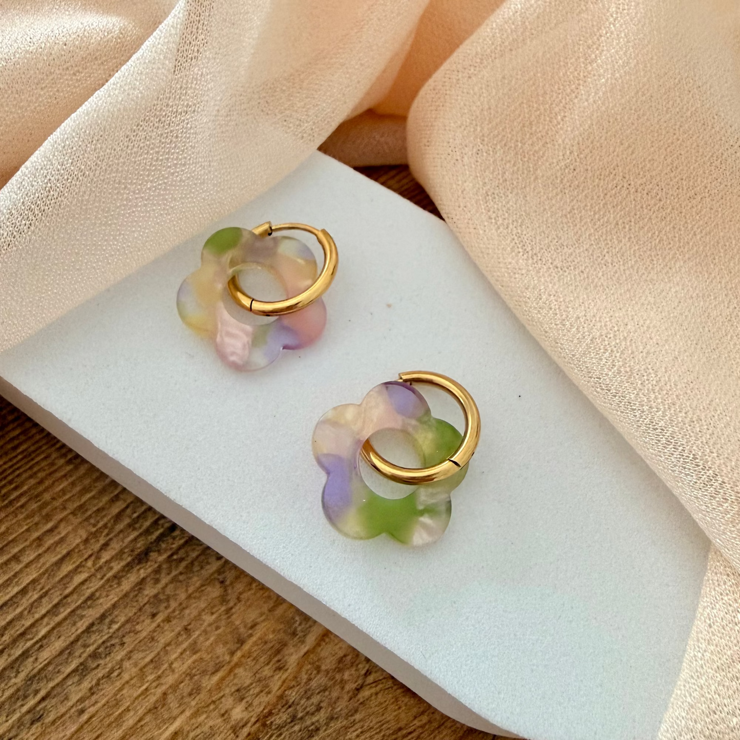 🌸 Boucles d’oreilles Fleur Pampille Coloré