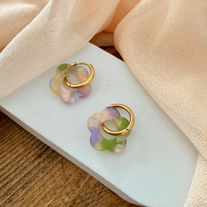 🌸 Boucles d’oreilles Fleur Pampille Coloré
