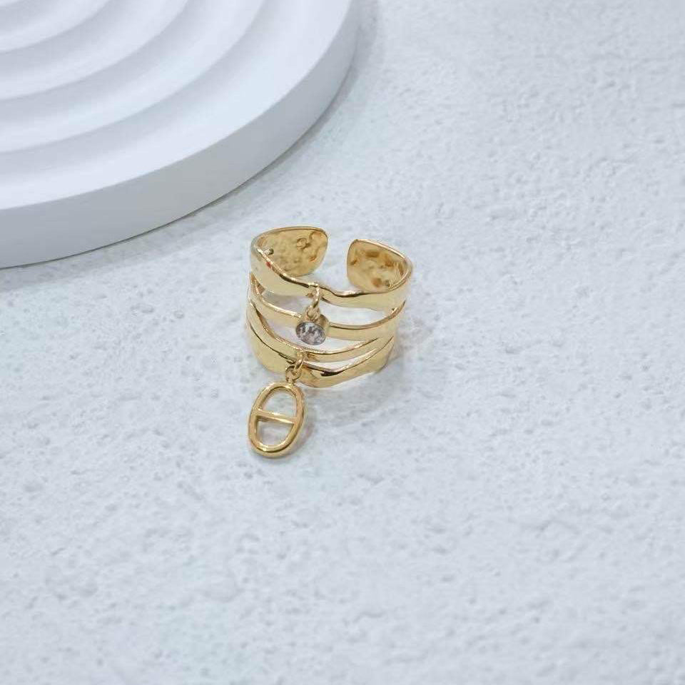 Bague dorée en acier inoxydable