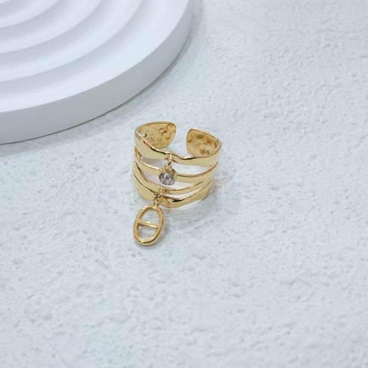 Bague dorée en acier inoxydable