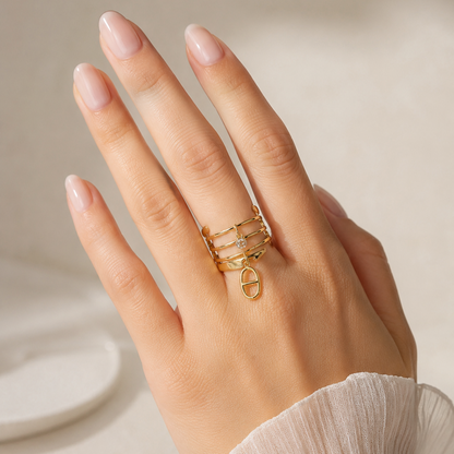 Bague dorée en acier inoxydable