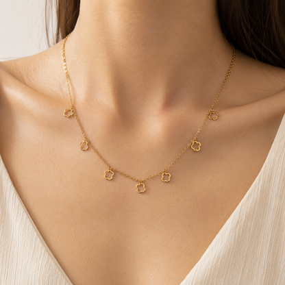 Collier Trèfles Dorés en Acier Inoxydable